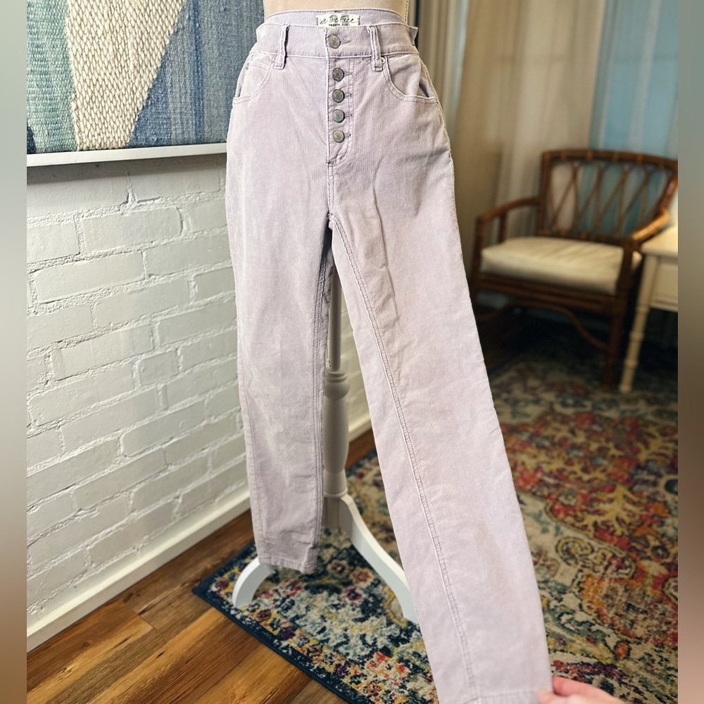 We The Free Purple Button Up Lavender Corded Pants